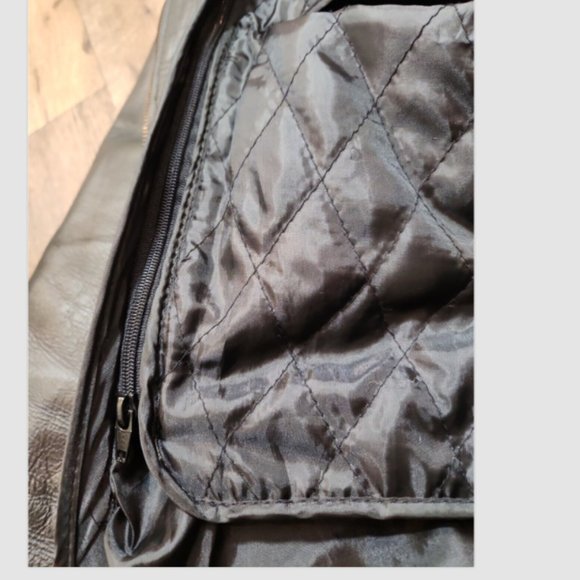 Zony Inc Black Leather Biker Moto Jacket Zip Out Lining - Picture 11 of 14